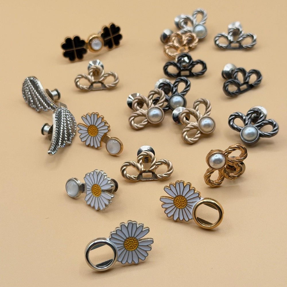 Lot 19 Clog Shoe Charms Faux Pearl Bow Daisy Wing Gold Silver Mixed Charm Set